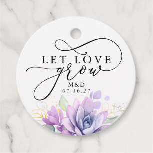 Étiquettes Cadeau Laisser l'amour grandir Gold Green Mariage élégant
