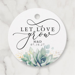 Étiquettes Cadeau Laisser l'amour grandir Gold Green Mariage élégant