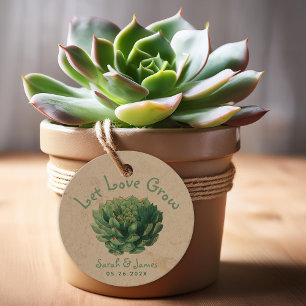 Étiquettes Cadeau Laisser l'amour grandir Succulent mariage vert Fav