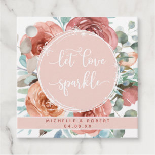 Étiquettes Cadeau Laisser l'amour Spakle Rose éthérée or Floral Spar