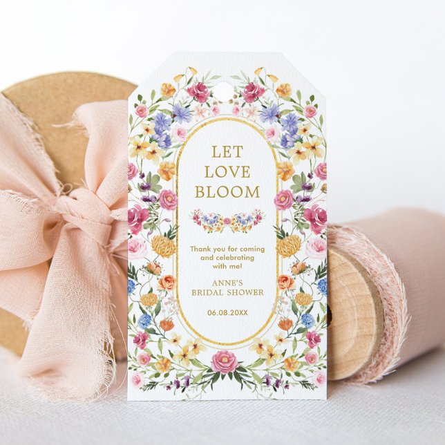Étiquettes-cadeau Laissez l'amour fleurir Fête des mariées Fleur sau (Créateur téléchargé)