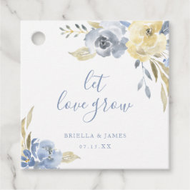 Étiquettes Cadeau Laissez l'amour grandir Dusty Blue Aquarelle Flora