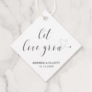 Étiquettes Cadeau Laissez l'amour grandir en typographie noir et bla