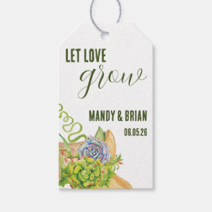 Étiquettes-cadeau Laissez l'amour grandir, faveur de succulente pers