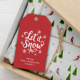 Étiquettes-cadeau Laissez-le rouge neige Personnalisé