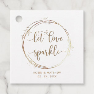 Étiquettes Cadeau Laissez Love Sparkle, Or moderne et blanc