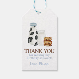 Étiquettes-cadeau Lait et biscuits Première fête d'anniversaire Invi