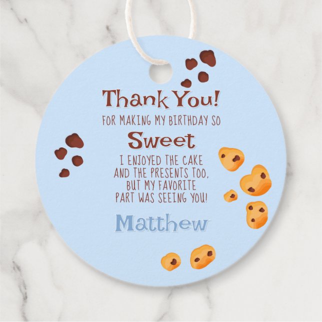 Étiquettes Cadeau Lait et cookies (Dos)