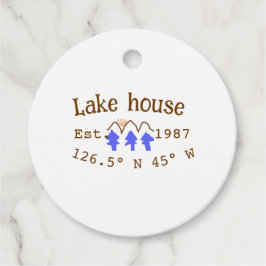 Étiquettes Cadeau Lake house et. Date année coordonnées personnalisé