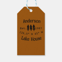 Étiquettes-cadeau Lake house et. Date année coordonnées personnalisé