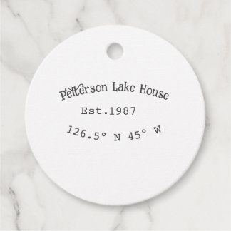 Étiquettes Cadeau Lake house et. Date année coordonnées personnalisé