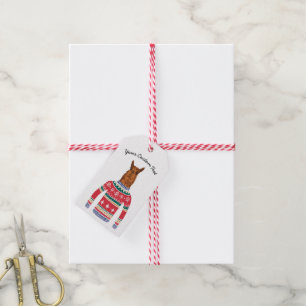 Étiquettes-cadeau Lama mignon utilisant le chandail laid drôle de