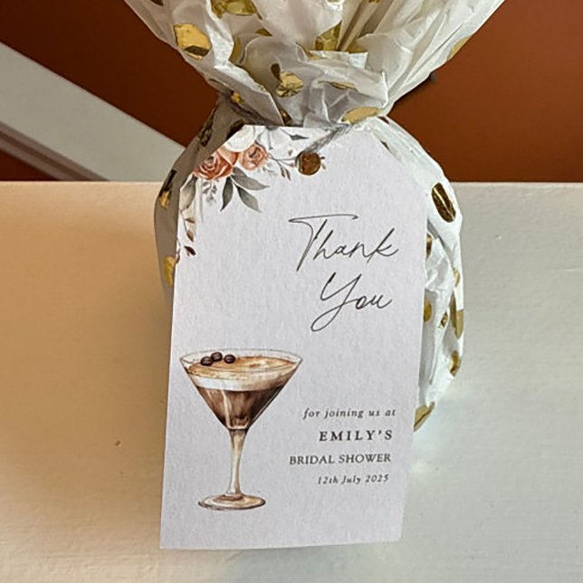 Étiquettes-cadeau L'amour brasse Espresso Martini Merci de douche (Créateur téléchargé)
