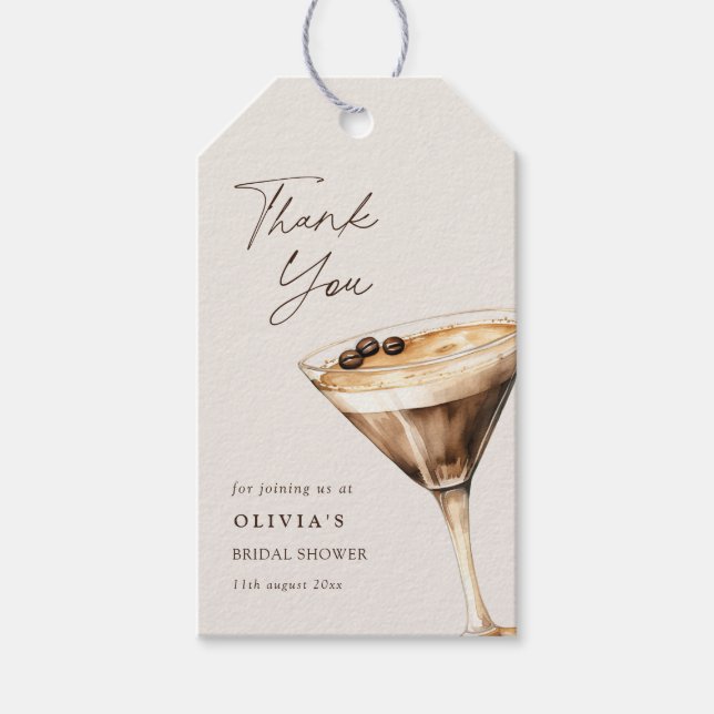 Étiquettes-cadeau L'amour brasse Espresso Martini Merci de douche (Devant)