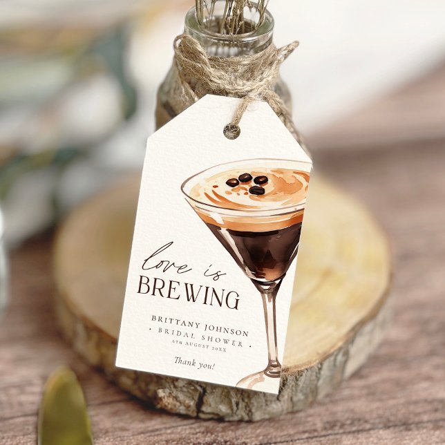 Étiquettes-cadeau L'amour brasse la Fête des mariées Espresso Martin (Créateur téléchargé)
