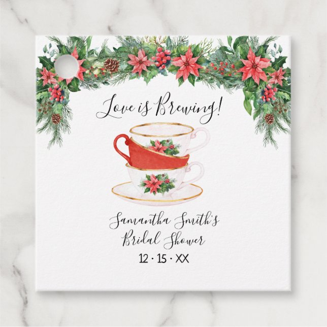 Étiquettes Cadeau L'amour brasse la fête Wedding shower de Noël (Devant)