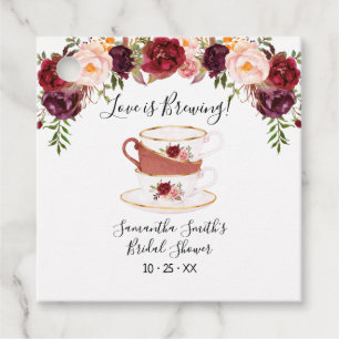 Étiquettes Cadeau L'amour brasse la marsala thé nuptiale douche