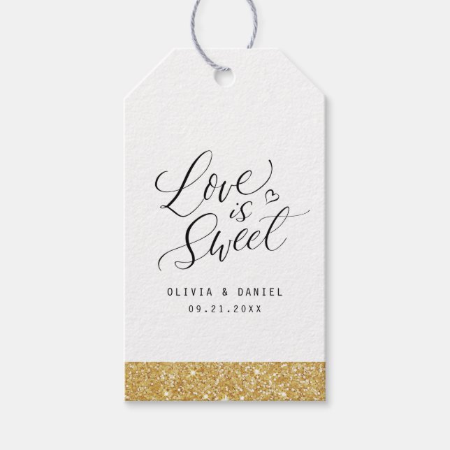 Étiquettes-cadeau "l'amour est doux" calligraphie moderne préférence (Devant)