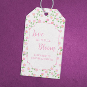 Étiquettes-cadeau L'amour est en fleurs Fête de mariage rose floral