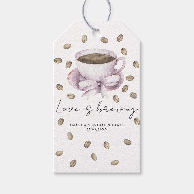 Étiquettes-cadeau L'amour est en train de se préparer Bow Coffee Bab (Devant)