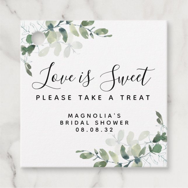 Étiquettes Cadeau L'amour est la Fête des mariées douce d'Eucalyptus (Devant)