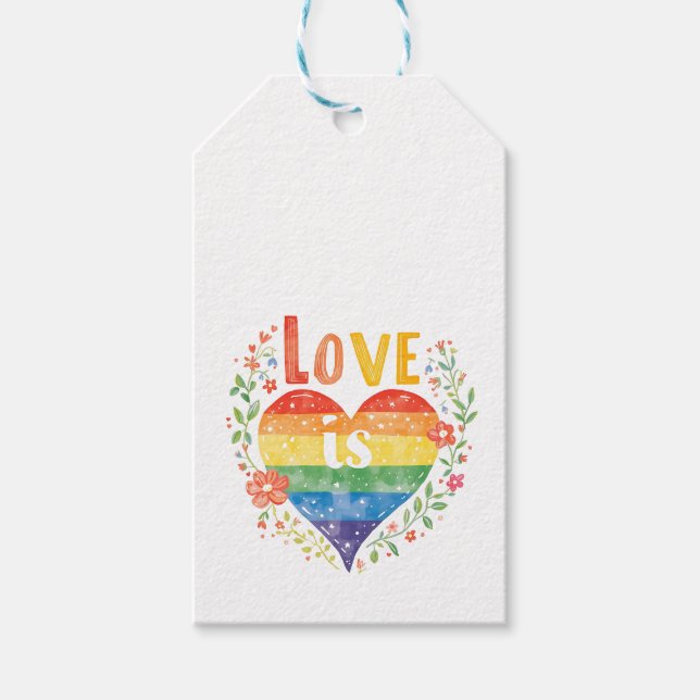 Étiquettes-cadeau L'amour est la fierté Rainbow Heart Sticker (Devant)