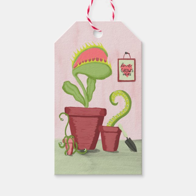 Étiquettes-cadeau L'amour grandit ici : Carte Plante pointillée (Devant)