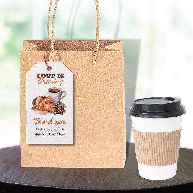 Étiquettes-cadeau L'amour se prépare Café Fête de Mariage Française (Créateur téléchargé)