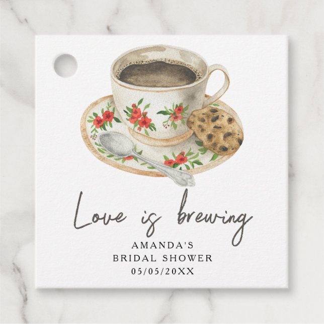 Étiquettes Cadeau L'amour se prépare Mariage Café (Devant)
