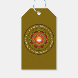 Étiquettes-cadeau Lampe Lotus Mandala Rangoli Diwali sur mesure