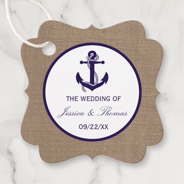 Étiquettes Cadeau L'Ancre De La Marine Sur La Collection De Mariages (Devant)