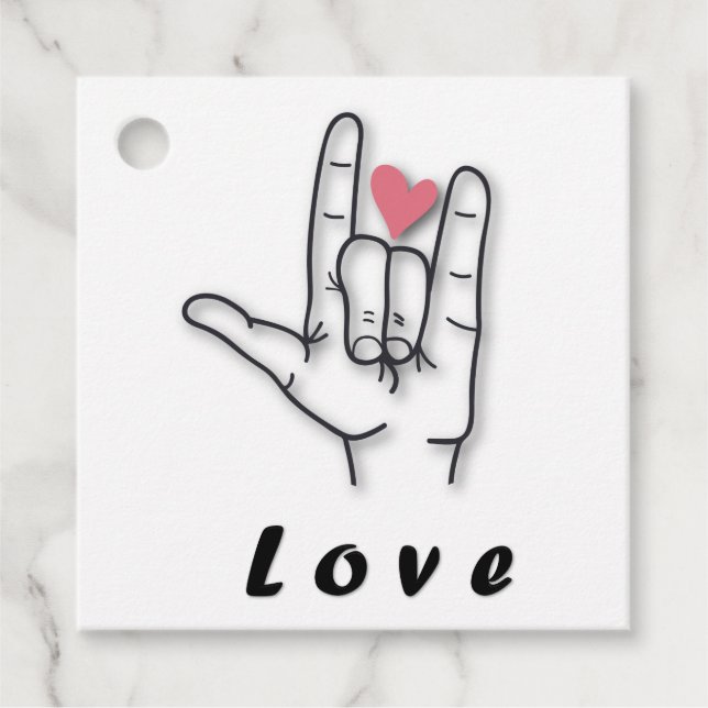 Étiquettes Cadeau Langue des signes Amour (Devant)