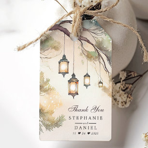 Étiquettes-cadeau Lanterne Botanique d'Arbre Rustique Mariage Remerc