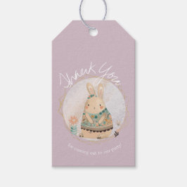 Étiquettes-cadeau Lapin aquarelle Fleur Anniversaire Pâques Merci