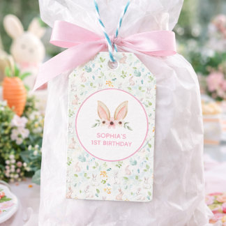 Étiquettes-cadeau Lapin aux oreilles pastel floral Faveur d'annivers