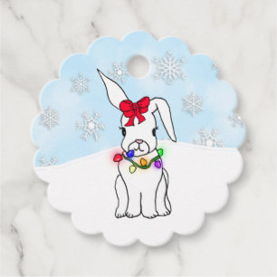 Étiquettes Cadeau Lapin de neige de Noël personnalisé