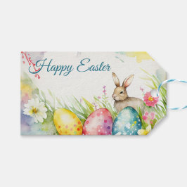 Étiquettes-cadeau Lapin de Pâques avec trois oeufs de Pâques