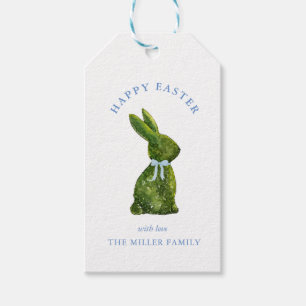 Étiquettes-cadeau Lapin de topiaire à l'aquarelle Joyeuses Pâques