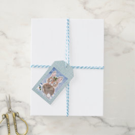 Étiquettes-cadeau Lapin lapin en neige Noël Cadeau Bleu Plaqué