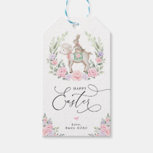 Étiquettes-cadeau Lapin Lapin Violet Floral Blush Joyeux Pâques