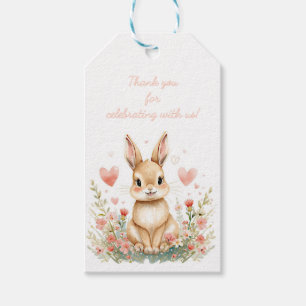 Étiquettes-cadeau Lapin Mignon de la Forêt Coeurs Roses Fleur Pastel