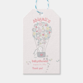 Étiquettes-cadeau Lapin mignonette en ballon à air - Merci bébé