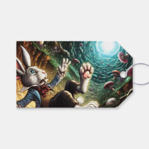 Étiquettes-cadeau Lapin Panique Tombant Dans Le Trou Du Lapin