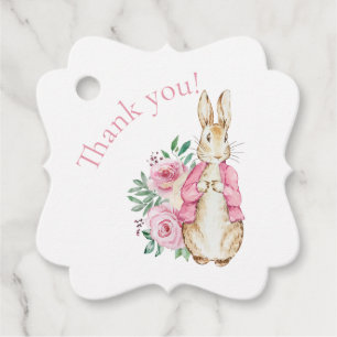 Étiquettes Cadeau Lapin Rose Lapin Baby shower Floral