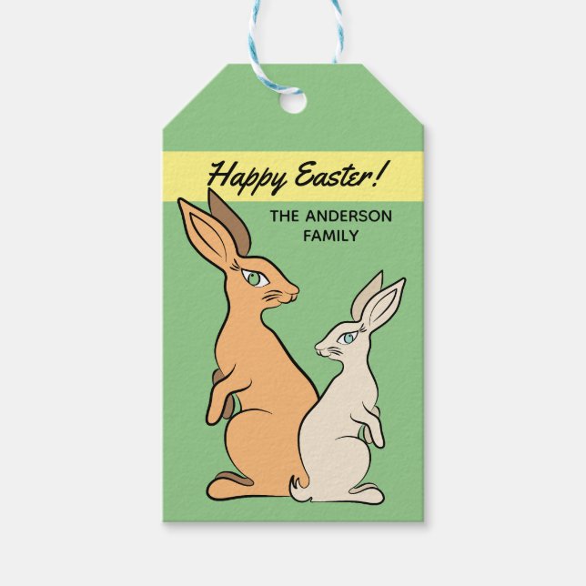 Étiquettes-cadeau lapins de Pâques Cute élégant délicat coloré CC094 (Devant)
