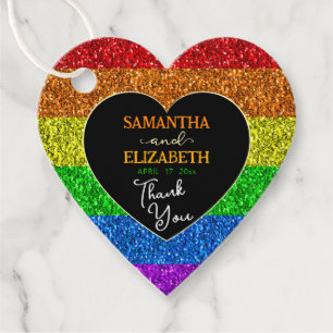 Étiquettes Cadeau L'arc-en-ciel LGBT brille le Merci mariage