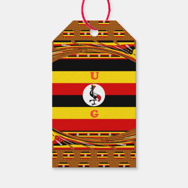 Étiquettes-cadeau L'Art Vibrant Ouganda Inspiré Du Drapeau (Devant)