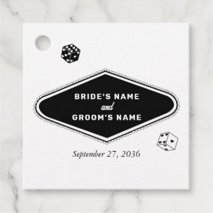 Étiquettes Cadeau Las Vegas Casino Destination Mariage Noir Blanc