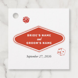 Étiquettes Cadeau Las Vegas Casino Destination Mariage Rouge Blanc
