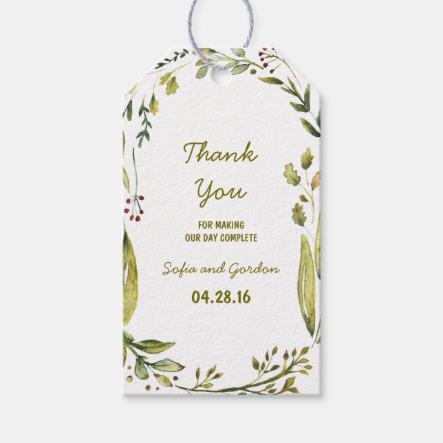 Étiquettes-cadeau Laurel Rustic Mariage (Devant)